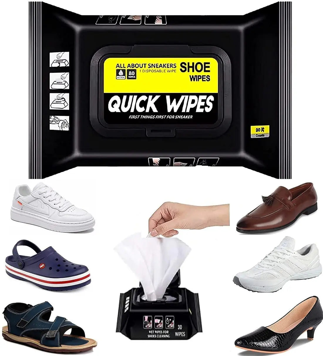 Shoe & Sneaker Cleaning Wipes – Pack of 2 (160 Wipes)