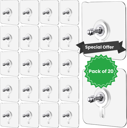 Heavy-Duty Self-Adhesive Wall Hooks (Pack of 20)