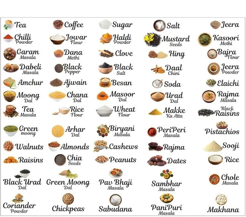 3D Kitchen Jar Label Stickers Pack of-1 (60 Stickers)