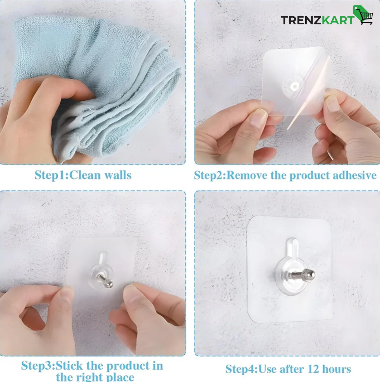 Heavy-Duty Self-Adhesive Wall Hooks (Pack of 20)