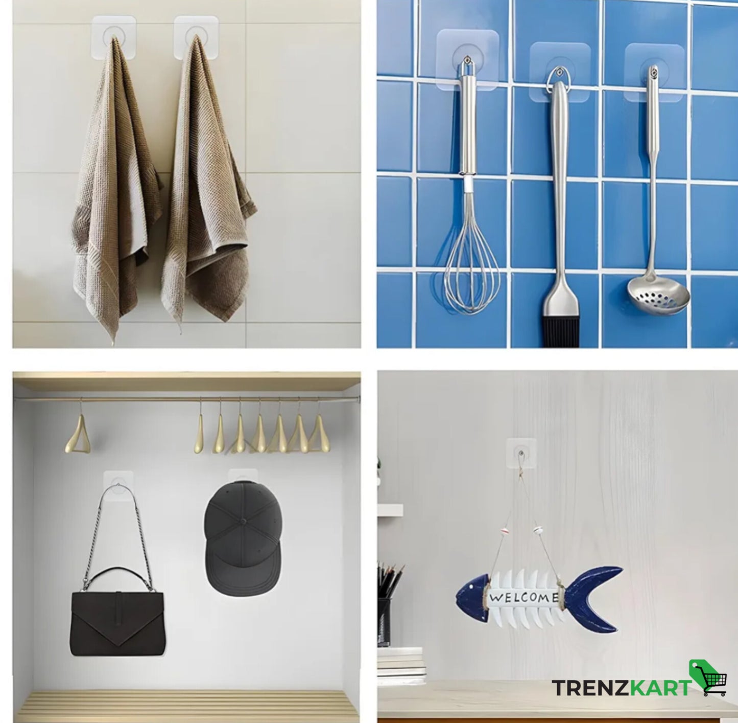 Heavy-Duty Self-Adhesive Wall Hooks (Pack of 20)
