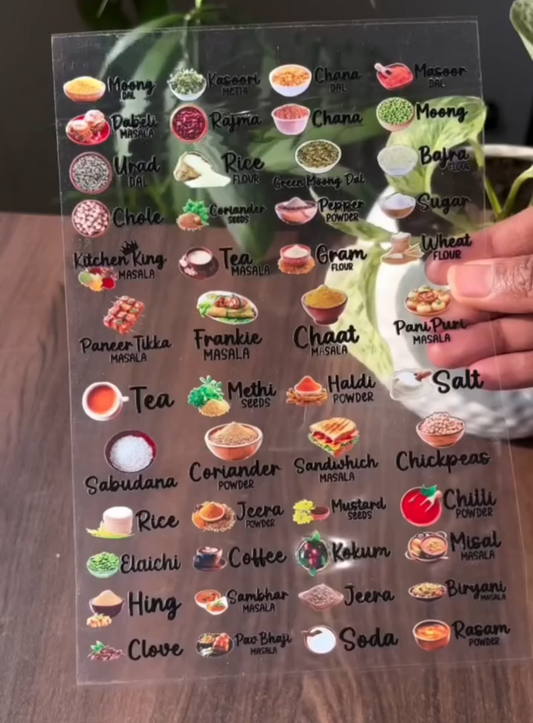 3D Kitchen Jar Label Stickers Pack of-1 (60 Stickers)