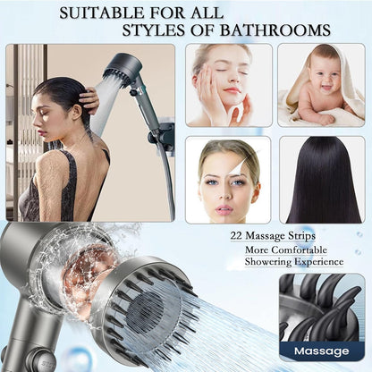 High Pressure 3-Setting Handheld filtration brush Shower head